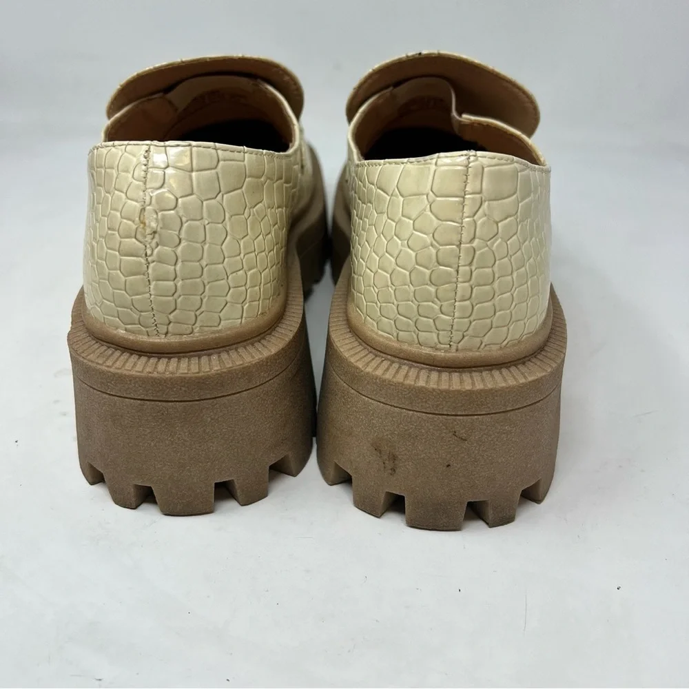 Urban Outfitters Boca Croc Embossed Lug Platform Loafers Cream US 9 Y2K